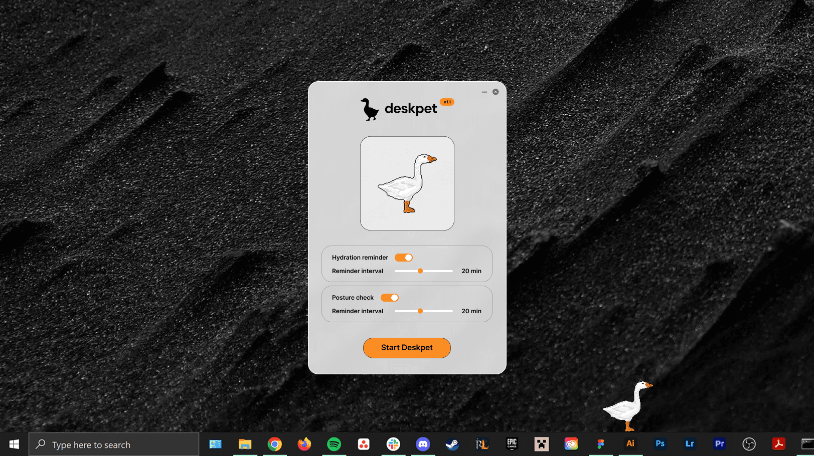 Deskpet: Hydration + Posture Reminder